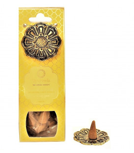 Kadzidełka 20 stożków z metalową podstawką - Nuta Tuberoza & Jaśmin (Vata) - Luxurious Veda