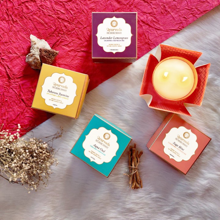 200 g. Luxurious Veda Scented Candle in Copper Plated LavenderLemongrass (Tridosha)- Assorted