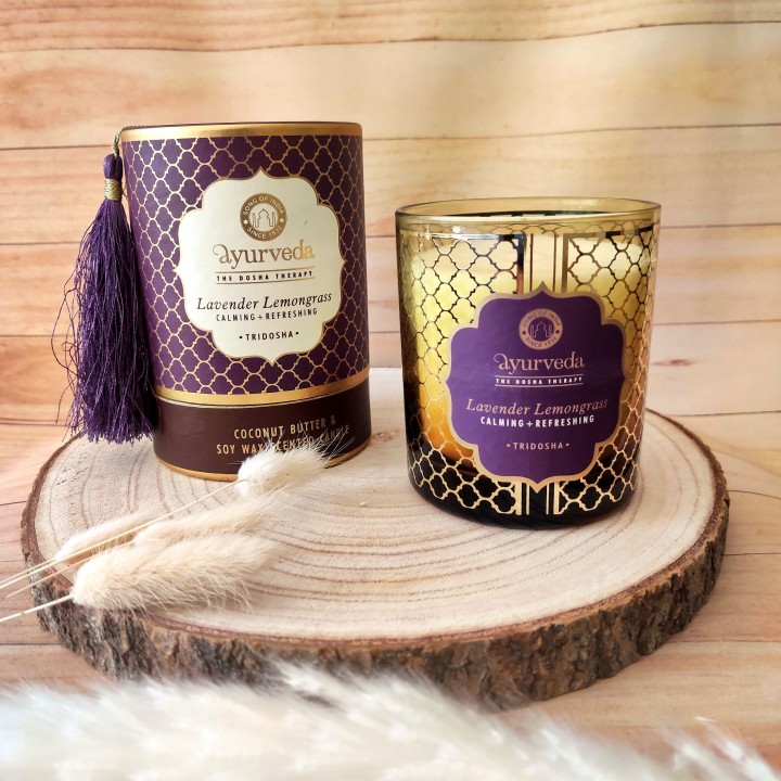 200 g. Luxurious Veda Scented Candle in Brown Colored LavenderLemongrass (Tridosha)-Assorted