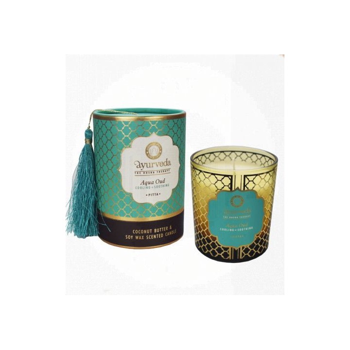 200 g. Luxurious Veda Scented Candle in Brown Colored Aqua Oud (Pitta)