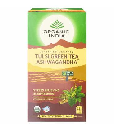 Herbata Tulsi Green Tea Ashwagandha 25t Organic India