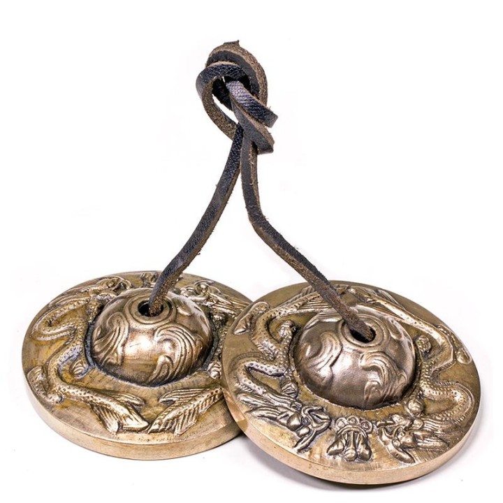 Cymbałki z Nepalu Tingsha Symbol Smoka średnica 6 cm 343 g z Brązu