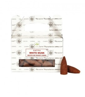 Kadzidła w stożkach Backflow Białe Piźmo (White Musk) 24 szt dhoop cones Satya