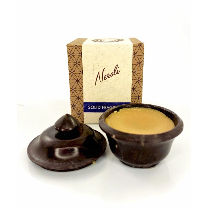 8 g. Solid Perfume in Smooth Stone Jars in Khaki Box Neroli