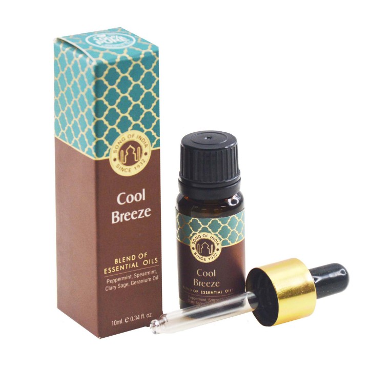 10 ml. Essential Oil Blend in Amber Glass Bottle with Golden DropperCool Breeze