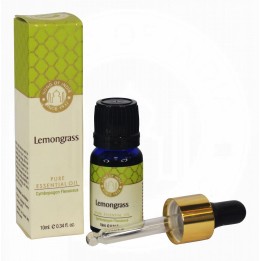 10 ml. Lemongrass Luxurious Veda Essential Oil in Blue Bottle Glass  with Golden Dropper
