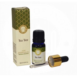 ml. Tea Tree Luxurious Veda Essential Oil in Blue Glass Bottle with Golden Dropper