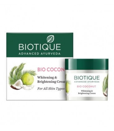 BIO Kokosowy Krem do twarzy Rozjaśnienie & Rozświetlenie (Whitening & Brightening Cream), 50g Biotique