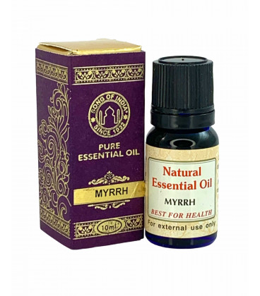 10 ml. Myrrh Essential Oil in Orifice Reducer Blue Glass Bottle s