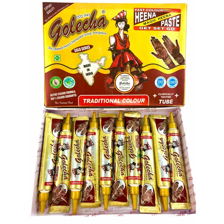 GOLECHA Brown (Maroon) Henna Tube For Body Paste    25g