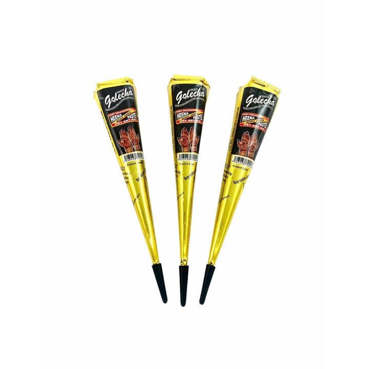 Henna w Rożku do aplikacji - kolor Czarny - do mehandi sztuki zdobienia ciała, 25g. Golecha
