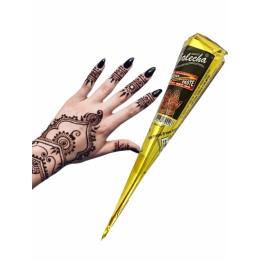 Henna Indyjska w Rożku - gotowa do aplikacji na ciało MEHANDI - kolor CZARNY, 25g. Golecha