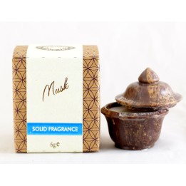 8 g. Solid Perfume in Smooth Stone Jars in Khaki Box PS KrishnaMusk
