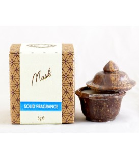 8 g. Solid Perfume in Smooth Stone Jars in Khaki Box PS KrishnaMusk