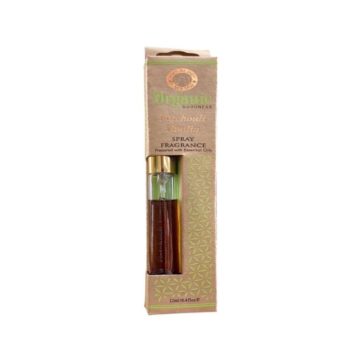 12 ml. Organic Goodness Fragrance Spray in Tubular Glass Bottle ORFS12 Patchouli Vanilla
