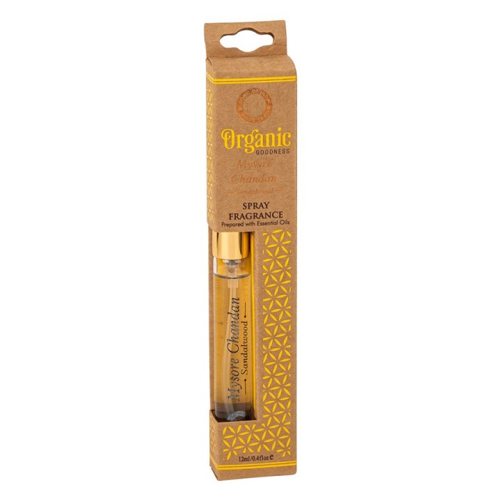 12 ml. Organic Goodness Fragrance Spray in Tubular Glass Bottle ORFS12 MysoreChandan - Sandalwood