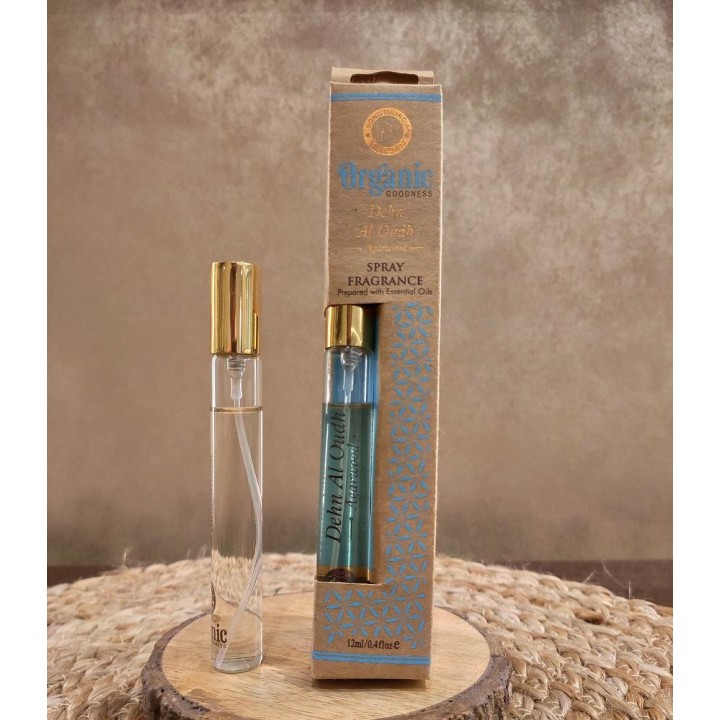 12 ml. Organic Goodness Fragrance Spray in Tubular Glass Bottle ORFS12 Dehn Al Oudh - Agarwood
