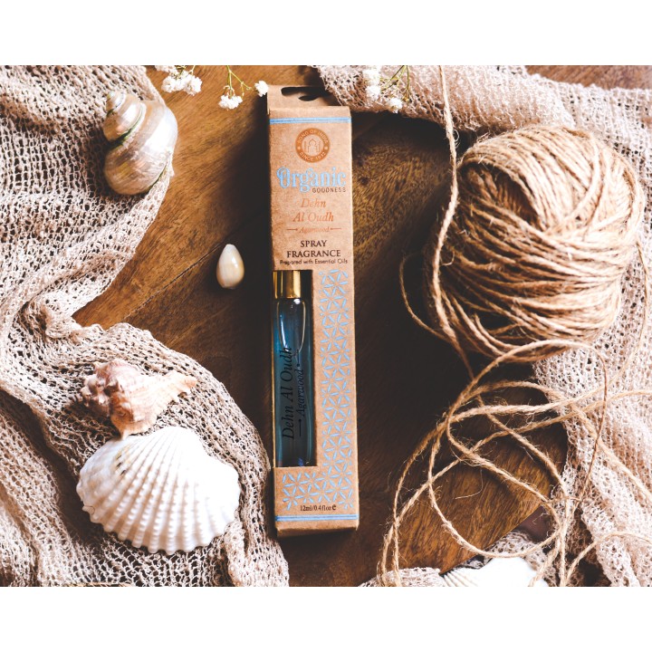 12 ml. Organic Goodness Fragrance Spray in Tubular Glass Bottle ORFS12 Dehn Al Oudh - Agarwood