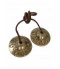 Cymbałki z Nepalu Tingsha - z mantrą OMPMH, średnica 6cm, 320g, z Brązu