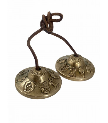 Cymbałki z Nepalu Tingsha - Asztamangala - Lucky Symbol, średnica 6cm, 200g, z Brązu
