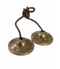 Cymbałki z Nepalu Tingsha - z mantrą OMPMH, średnica 6cm, 320g, z Brązu