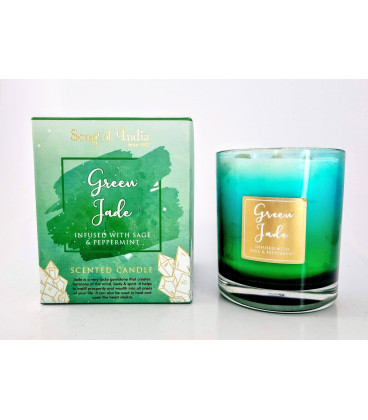 Świeca zapachowa z kamieniami terapeutycznymi w szklanym słoju Green Jade