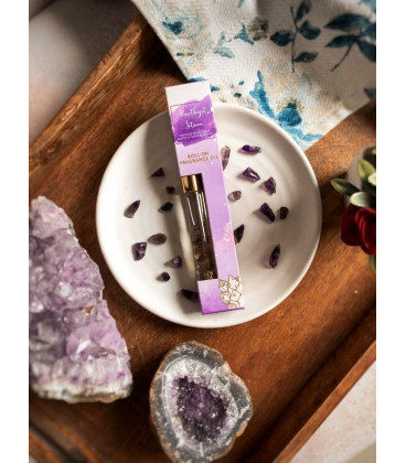 10 ml. Healing Stones Roll-On Perfume Oil in Tubular Glass Bottle HSRL10 Amethyst Crystal