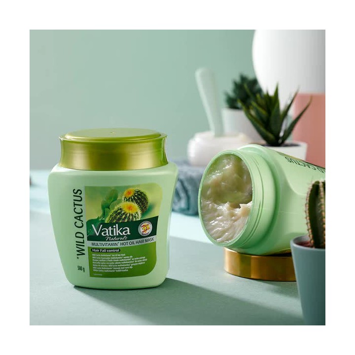 Maska do włosów Dziki Kaktus Multivitamin Hot Oil Vatika Dabur 500 ml włosy wypadające i łamliwe
