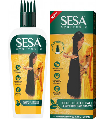 Olejek do włosów Sesa Ayurvedic Hair Oil 200ml - receptura na wypadające włosy - Z nowym wygodnym aplikatorem
