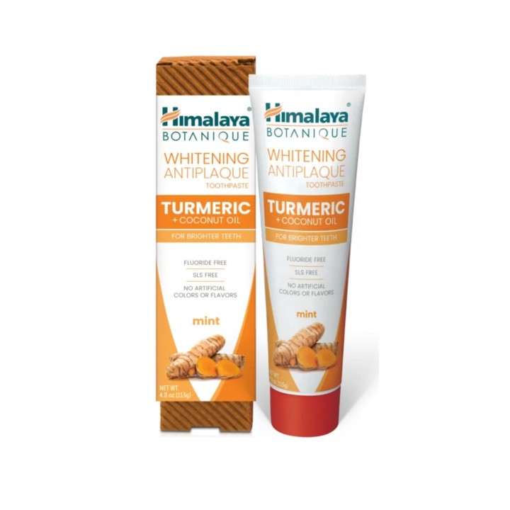 HIMALAYA BOTANICZNA WYBIELAJĄCA PRZECIW PŁYTCE NAZĘBNEJ PASTA DO ZĘBÓW KURKUMA  OLEJ KOKOSOWY 113 G