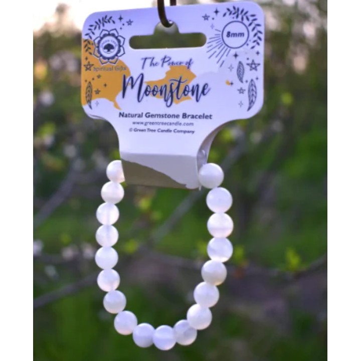 Bransoletka Czakry Korony i Trzeciego Oka - Kamień Księżycowy: Moonstone - śr. 8 mm