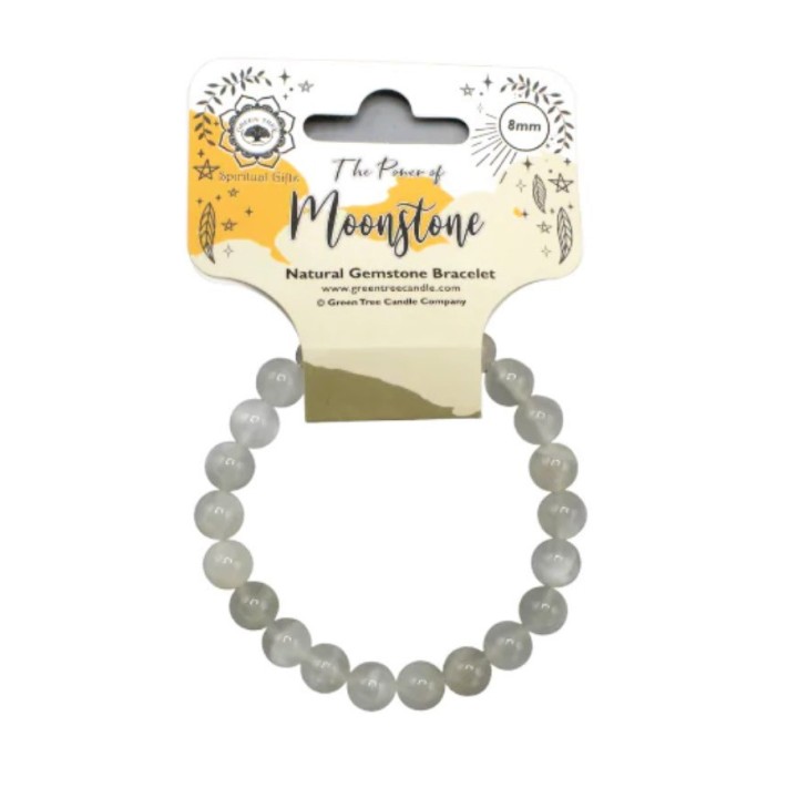 Bransoletka Czakry Korony i Trzeciego Oka - Kamień Księżycowy: Moonstone - śr. 8 mm