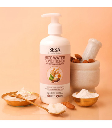Odżywka do włosów - Woda ryżowa z biotyną i masłem shea - dla gładkich i lśniących włosów (Rice Water Conditioner) 300ml SESA Odżywka do włosów - Woda ryżowa z biotyną i masłem shea - dla gładkich i lśniących włosów (Rice Water Conditioner) 300ml SESA