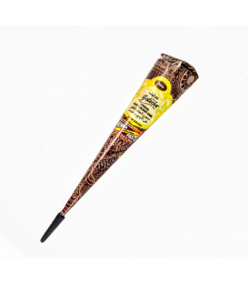 Henna Indyjska w Rożku gotowa do aplikacji na ciało MEHANDI kolor CIEMNO BRĄZOWY (dark brown) 25g Golecha