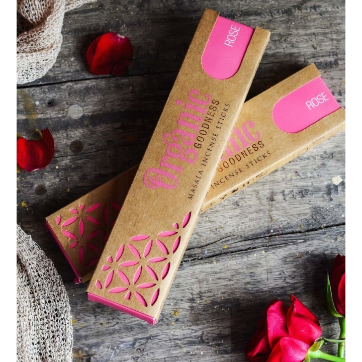 15 g. Organic Goodness Masala Incense Sticks (Set of 12) INOR15 Rose