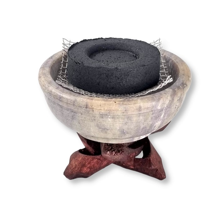 Stone Multi-Purpose Resin Burner with Wooden Legs IBSWR