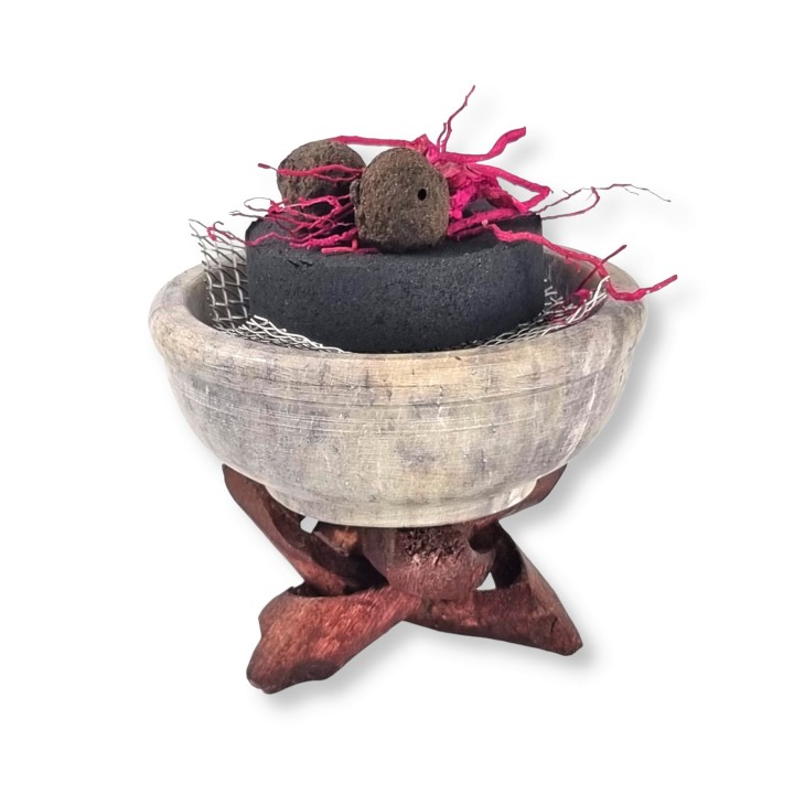 Stone Multi-Purpose Resin Burner with Wooden Legs IBSWR