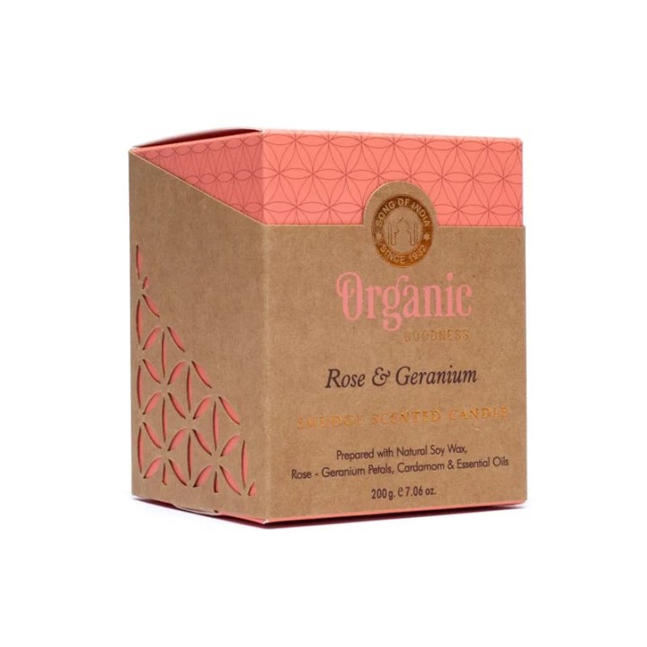 Organic Goodness scented candle Rose & Geranium 200g