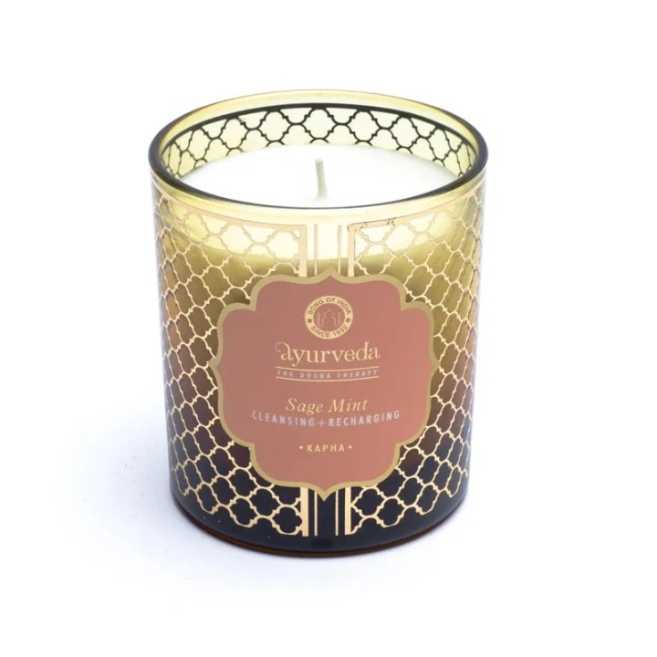200 g. Luxurious Veda Scented Candle in Brown Colored Sage Mint (Kapha)