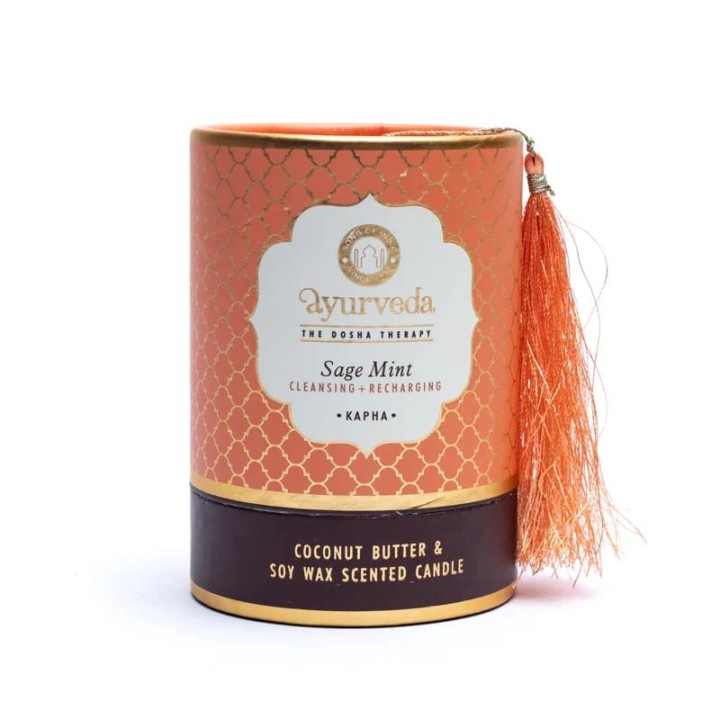 200 g. Luxurious Veda Scented Candle in Brown Colored Sage Mint (Kapha)