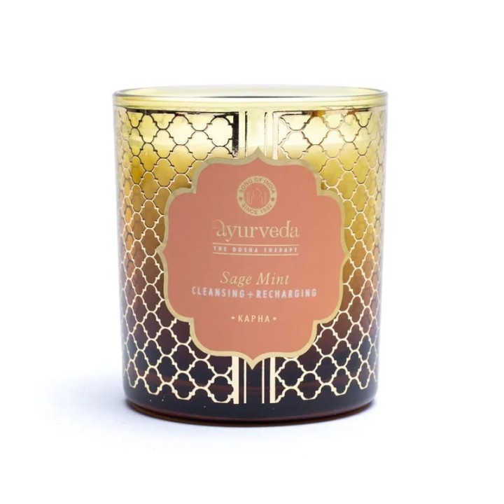 200 g. Luxurious Veda Scented Candle in Brown Colored Sage Mint (Kapha)