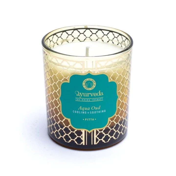 200 g. Luxurious Veda Scented Candle in Brown Colored Aqua Oud (Pitta)