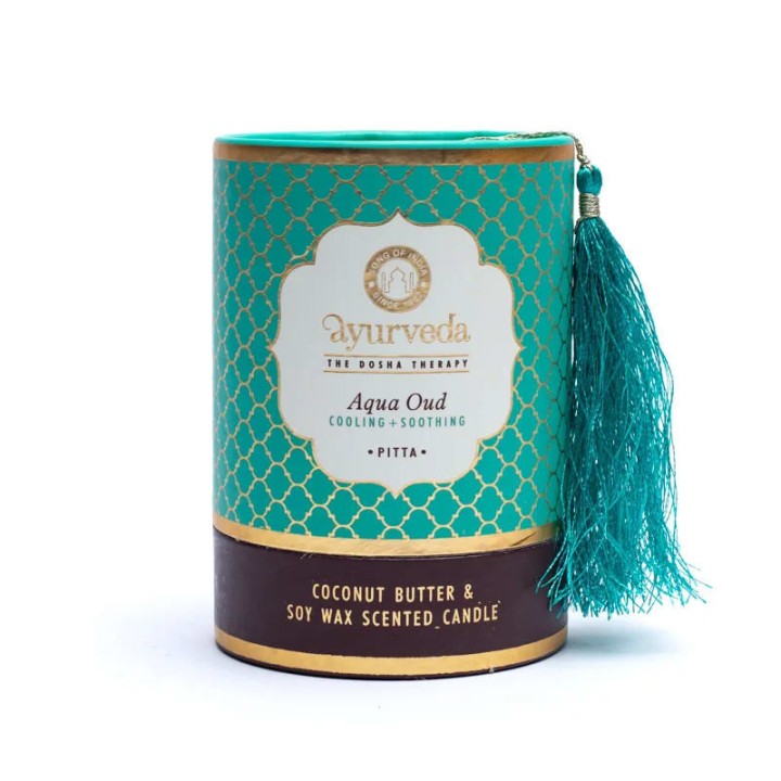 200 g. Luxurious Veda Scented Candle in Brown Colored Aqua Oud (Pitta)