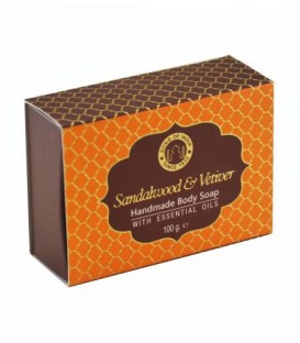 Luksusowe ręcznie robione mydło glicerynowe Sandalwood i Vetiver z olejkami eterycznymi 100g Song of India