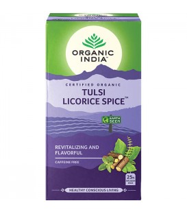 Herbata Tulsi Licorice Spice Organic India (25 torebek) - Lukrecja - Revitalizing & Flavourful
