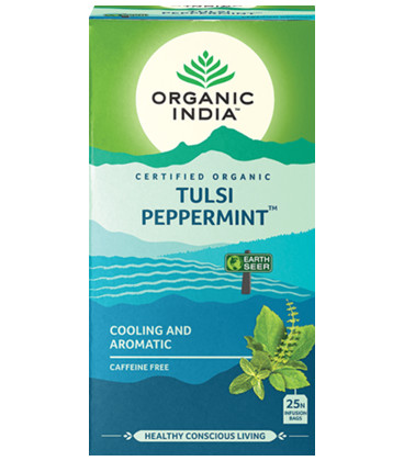 Herbata Tulsi Peppermint Organic India (25 torebek)  Cooling & Aromatic Herbata Tulsi Peppermint Organic India (25 torebek)  Cooling & Aromatic - zdjęcie główne produktu