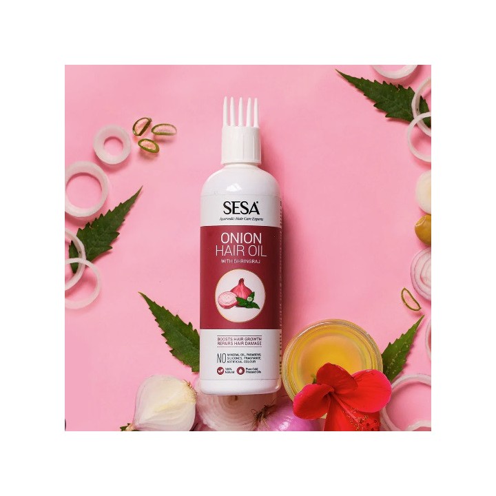 Olejek do włosów Cebulowy z Bringaraj AYURVEDIC ONION OIL WITH BHRINGRAJ 50ml SESA