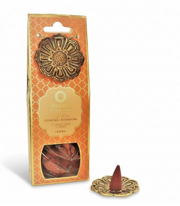 Luxurious Veda 20 Incense Cones with Metal Hanging Sage Mint (Kapha) - zdjęcie główne produktu