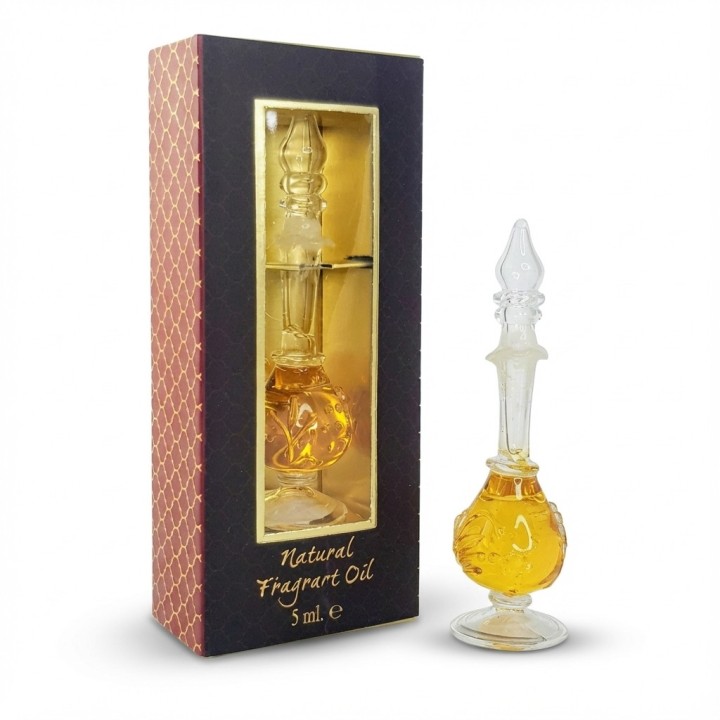 5 ml. Luxurious Veda Perfume Oil in Hand-Blown Glass Bottle Royal Oud - product photo