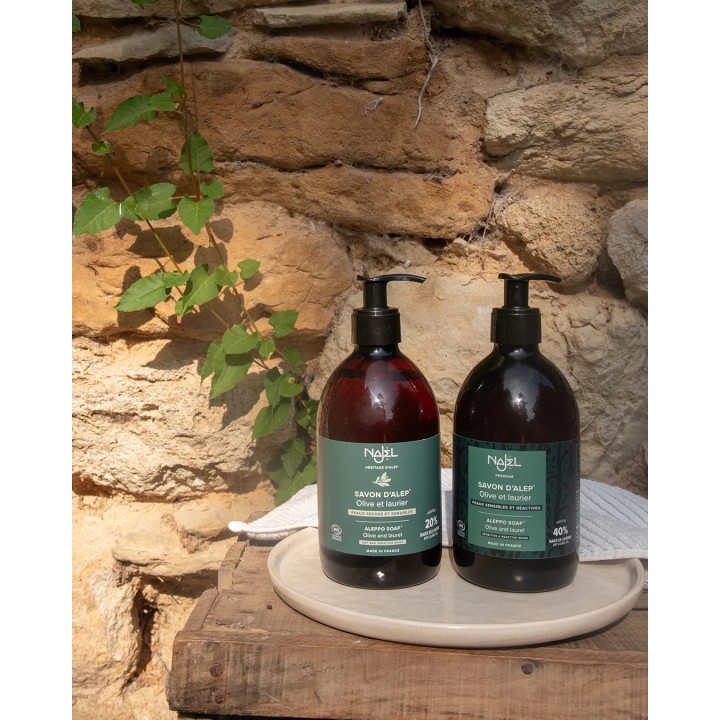 Liquid Aleppo soap 20% BLO certified Cosmos Organic - 16.9 fl.oz - product photo